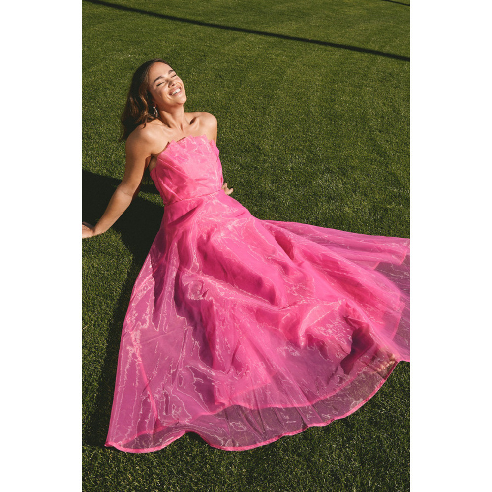 Lulus Serenity Hot Pink Strapless Organza Maxi Dress - Size XS
